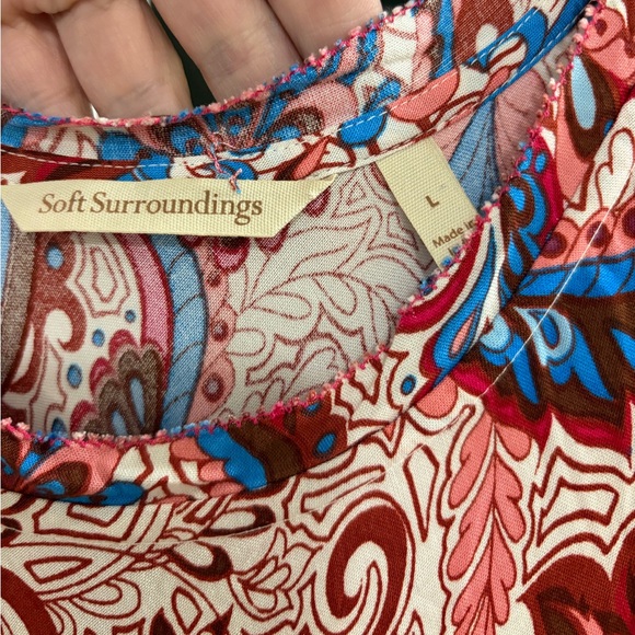 SOFT SURROUNDINGS Kara Paisley Tiered Boho Dress - size L - Picture 6 of 10